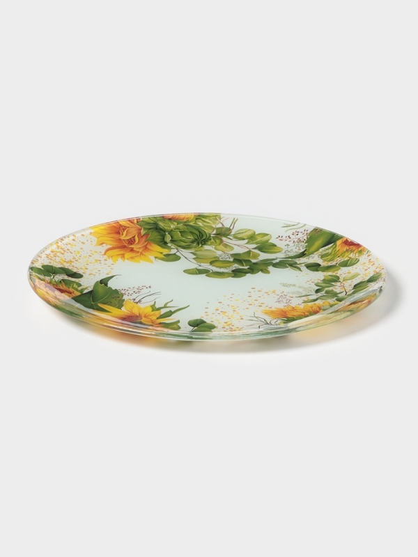 Тарелка обеденная &laquo;Подсолнухи&raquo;, d=25 см, стекло, рисунок