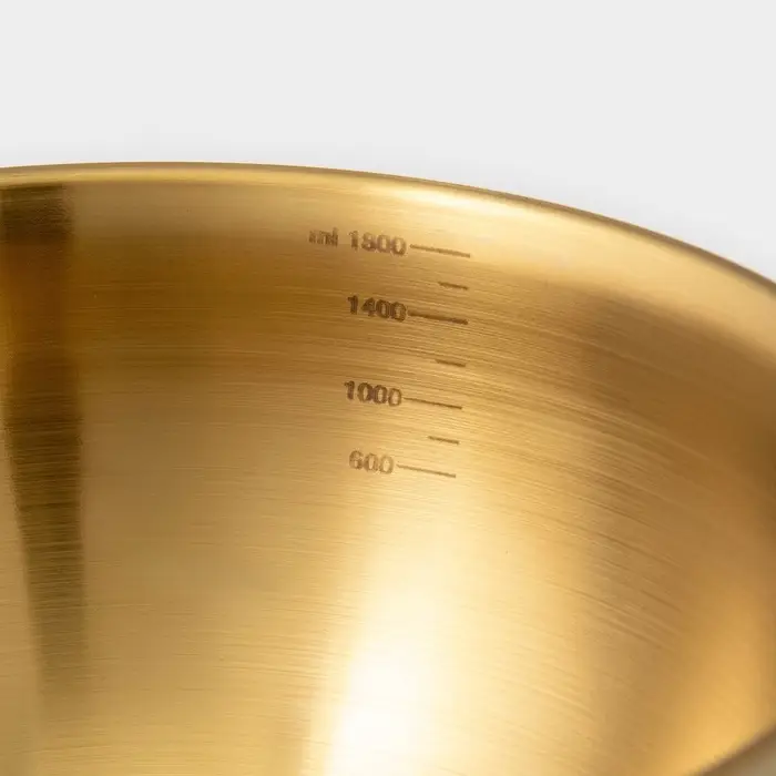 Миски-салатники Sphere, 950 мл, 1,55 л, 2,4 л, 3,4, с мерной шкалой, нержавеющая сталь, набор 4 шт, золотые