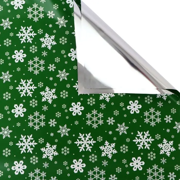 Пленка упаковочная для подарков, металлизированная, 35 мкм "Снежинки&ldquo;, 50&times;70 см