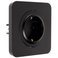 Розетка одноместная, серия "Circular", 16 А, скрытая, с з/к, черная