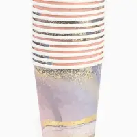 Набор посуды для праздника на 12 персон, мрамор розовый (тарелки 23 см, стакан 250 мл)