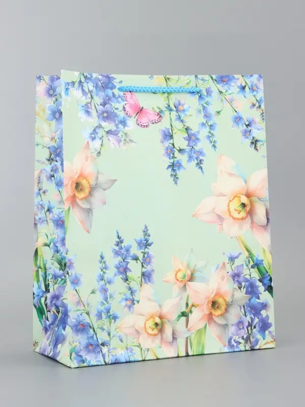 Пакет подарочный ламинированный, "Утро в поле"    26 х 12 х 32 см