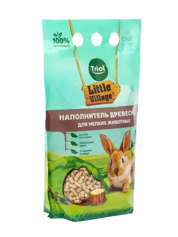 Наполнитель для мелких животных древесный 6мм, 3л, серия LITTLE VILLAGE