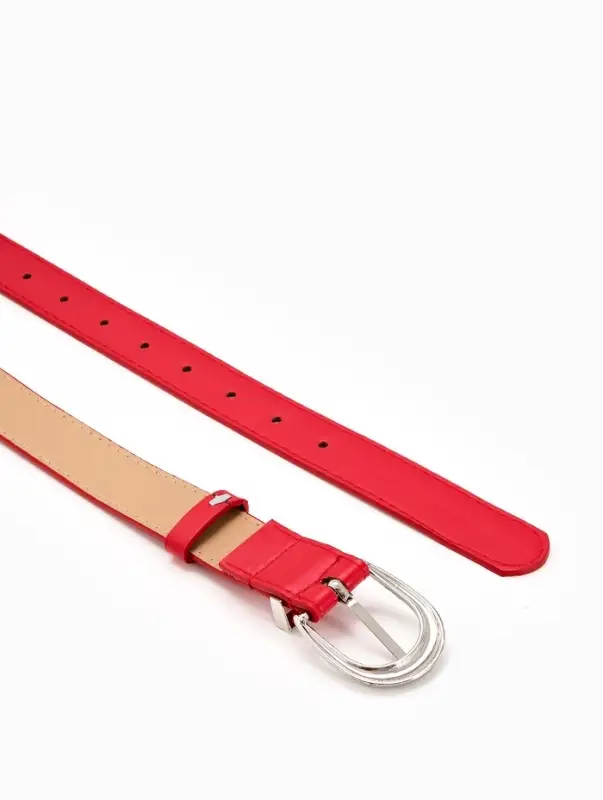 Ремень жен 05-01-02-01, Июнь2509, 3*0,3*110 см, без винта, пряж металл, 1 прокол, красный
