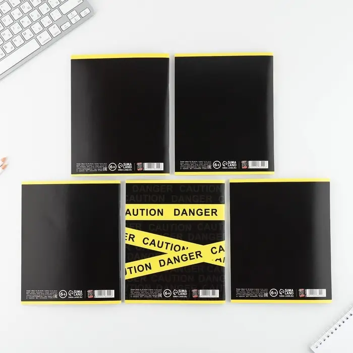 Тетрадь в клетку, 48 л., А5, на скрепке, блок №2, Yellow, МИКС