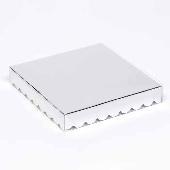 Коробочка для печенья, серебряная, 18 х 18 х 3 см