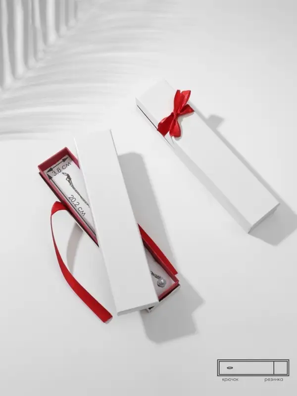 Набор коробочек под браслет/цепочку/часы 6шт. "Лента", 21*4, цв бело-бордовый  (5050517)