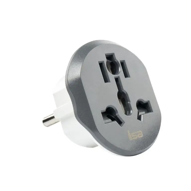 Переходник на все виды розеток ISA AD-01 СЕРЫЙ