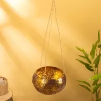 Подсвечник подвесной из кокоса, 14&times;14&times;10 см, золотой