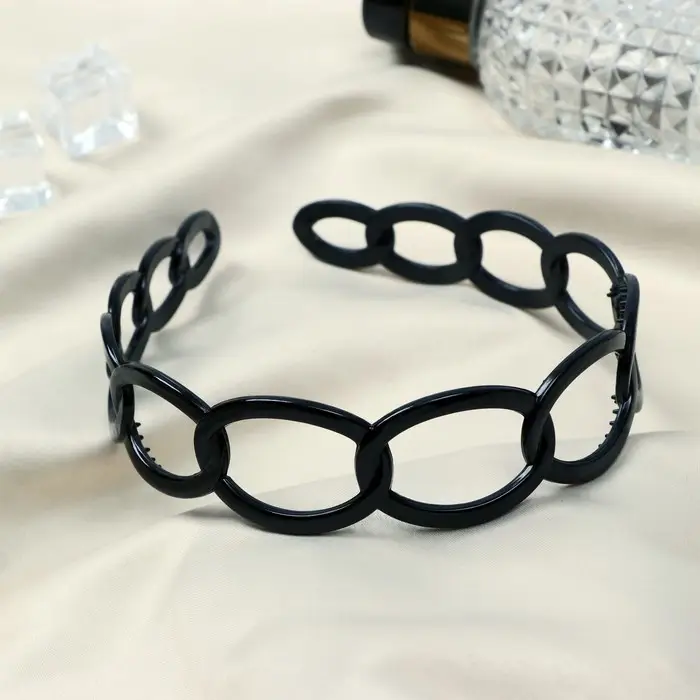 Ободок для волос &laquo;Ночка&raquo;, крупные звенья, 2.8 см, чёрный