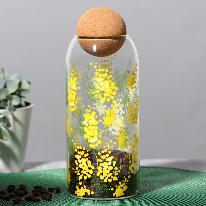 Банка для хранения сыпучих продуктов и круп &laquo;Нежная мимоза&raquo;, 1000 мл