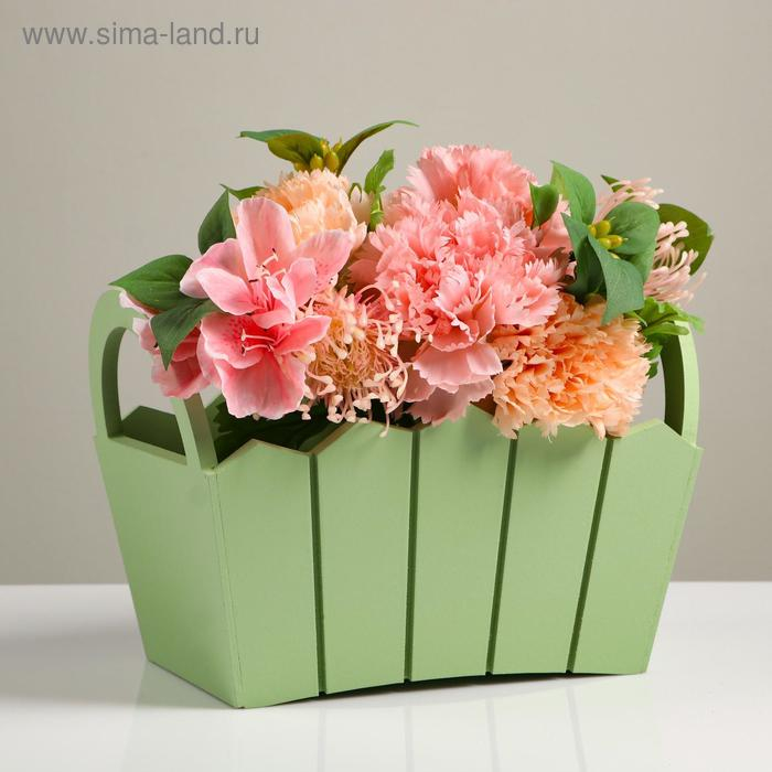 Кашпо деревянное 25,5&times;16,5&times;17,5 см "Мария", ручки боковые, МДФ, оливка