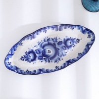 Селедочница &laquo;Рыбка&raquo;, блюдо фарфор, гжель,28.5&times;13.5&times;4 см