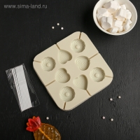 Форма для леденцов Доляна &laquo;Свидание&raquo;, силикон, 14,5&times;14,5&times;1,5 см, 8 ячеек (3,5&times;3,5 см), с палочками, цвет МИКС