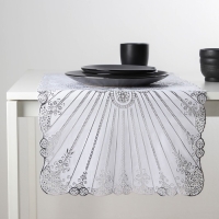 Салфетка ажурная для стола &laquo;Лучи&raquo;, 84&times;40 см, ПВХ, цвет серебряный