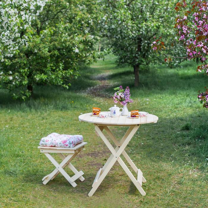 Стол складной, 80&times;80&times;75см, из липы, круглый