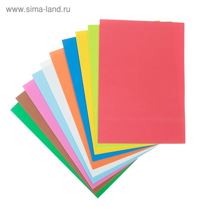 Фоамиран цветной, набор А4, 2 мм, deVENTE, 10 листов х 10 цветов