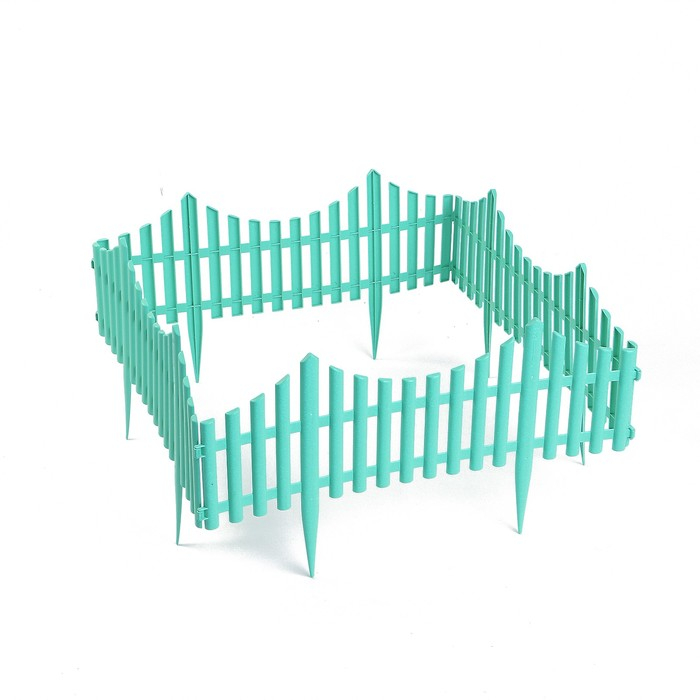 Ограждение декоративное, 30 &times; 300 см, 5 секций, пластик, бирюзовое, Greengo
