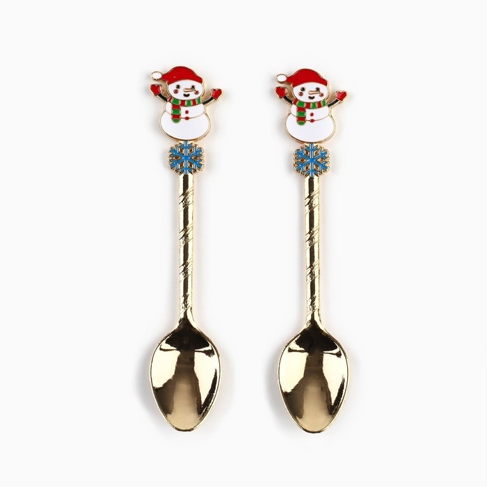 Ложки новогодние чайные с формовой ручкой &laquo;Новый год: Все желания сбудутся&raquo;, 11 х 3 см