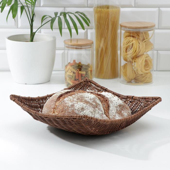 Корзинка для подачи Доляна &laquo;Огайо&raquo;, 31&times;31&times;8,5 см, квадратная, цвет коричневый