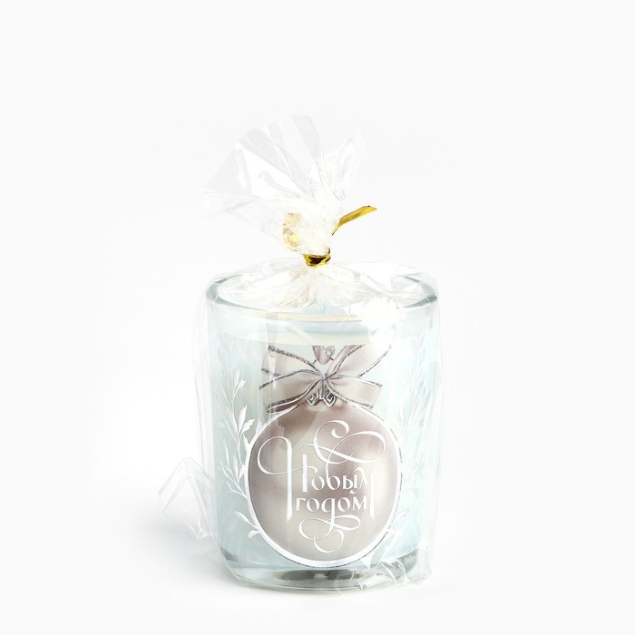 Новогодняя свеча с калькой &laquo;Новый год: С Новым годом!&raquo;, аромат жасмин,5х6х5 см