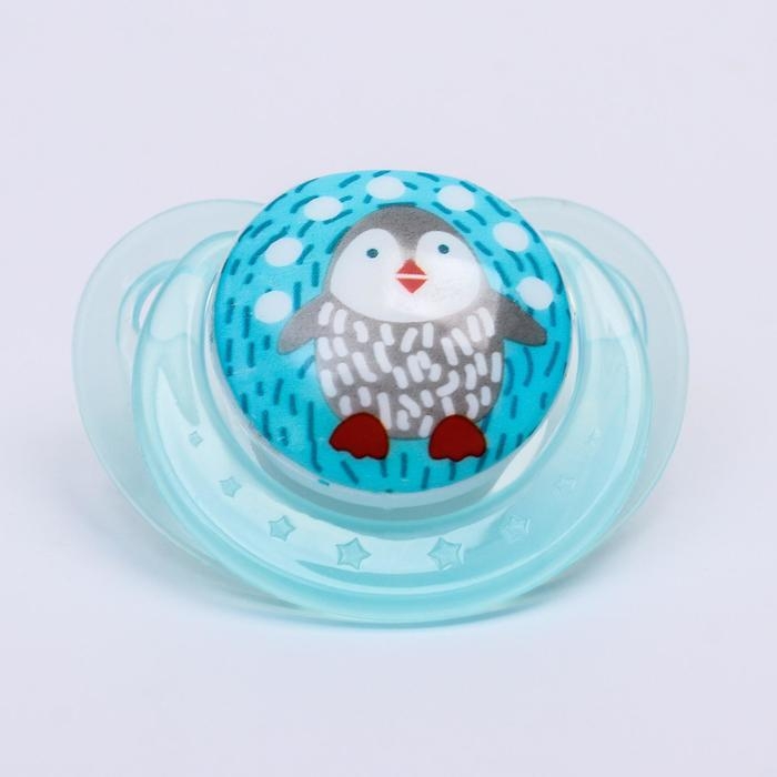 Соска - пустышка силиконовая ортодонтическая &laquo;Пигвинчик&raquo;, от 3 мес., цвет голубой