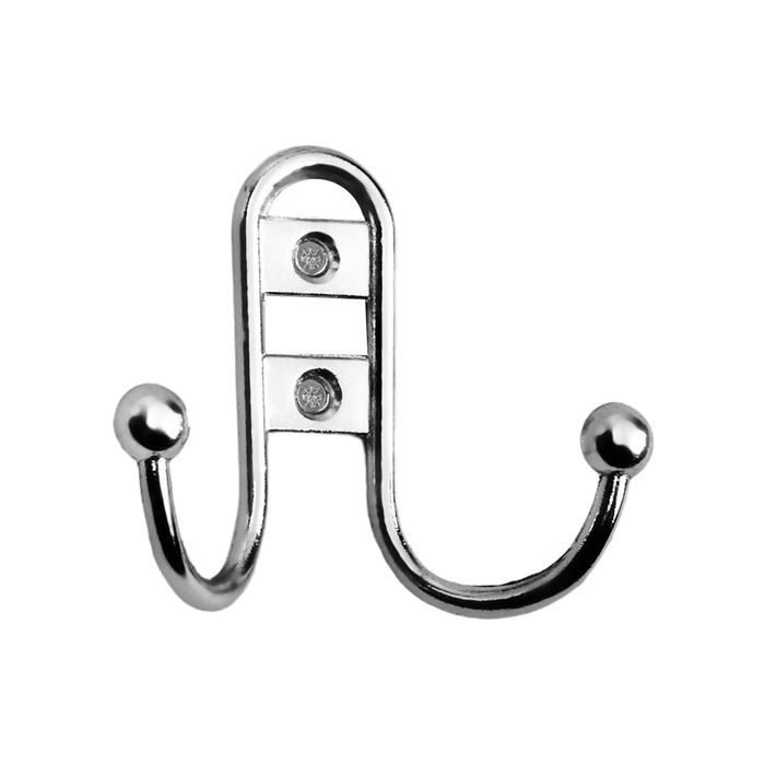 Крючок мебельный ТУНДРА TKD016, двухрожковый, хром