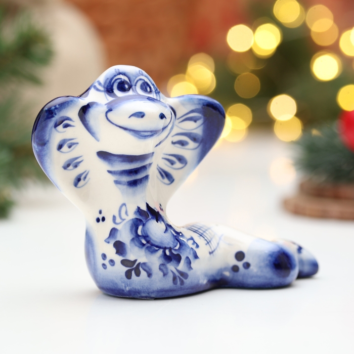 Сувенир "Змея Василиса", гжель, 8 см