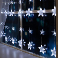 Гирлянда &laquo;Бахрома&raquo; 2.4 &times; 0.9 м с насадками &laquo;Звёздочки&raquo;, IP20, прозрачная нить, 186 LED, свечение белое, 8 режимов, 220 В