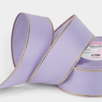 Лента репсовая 40мм*25&plusmn;1ярд(23м&plusmn;1м) золотые нити №021 сиреневый АУ