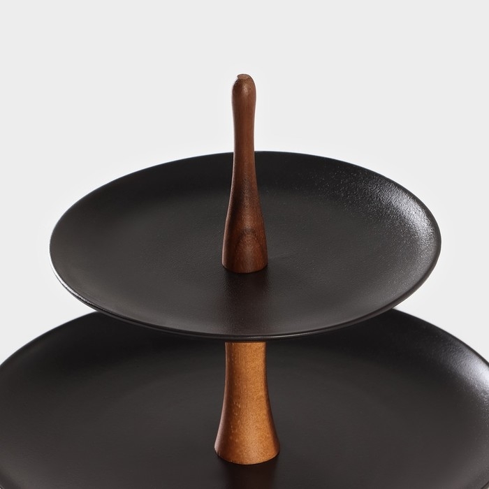 Блюдо фарфоровое 2-х ярусное Magistro &laquo;Галактика&raquo;, 19/27&times;22 см, цвет чёрный