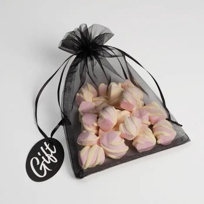Мешочек подарочный органза черный &laquo;Подарок&raquo;, с шильдиком, 16 х 24 см +/- 1.5 см