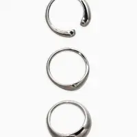 Набор колец 3 шт "Новый стиль" минимализ линий, размер МИКС, цвет серебро