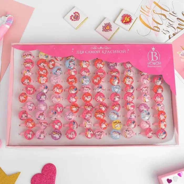 Кольцо детское Выбражулька &laquo;Единороги&raquo;, рисунок МИКС, МИКС