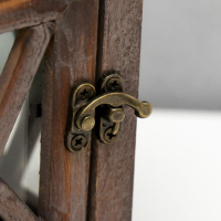 Подсвечник дерево на 1 свечу "Фонарь" тёмное дерево 26х15,4х15,4 см