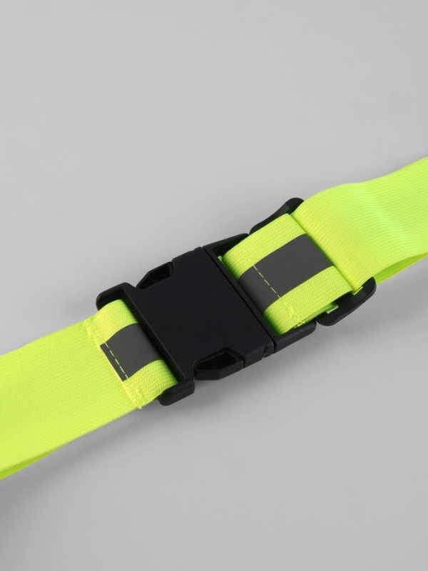 Светоотражающий пояс эластичный 1 полоса 2см 50-100см*4,5см на фастексе салатов/чёрн АУ