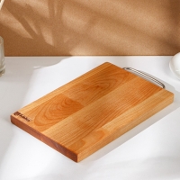 Доска разделочная с металлической ручкой Adelica, 24&times;16&times;1,8 см, пропитана минеральным маслом, берёза