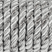 Шнур витой, d = 5 мм, 9 &plusmn; 1 м, цвет серебряный