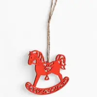 Ёлочное украшение "Лошадка" резная 9х8 см, Красный
