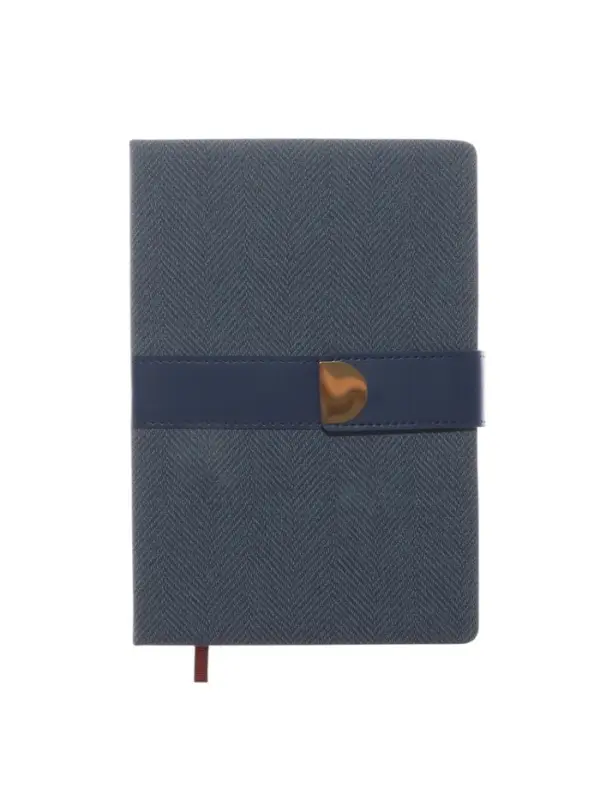 Ежедневник недатированный формат А5, с хлястиком, 128л, линия, пвх, Синий