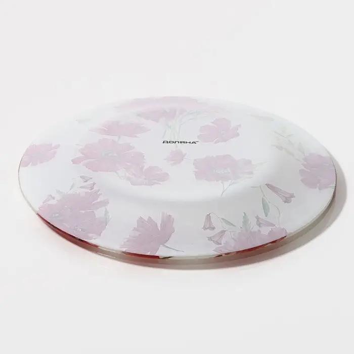 Тарелка стеклянная десертная Доляна &laquo;Красные маки&raquo;, d=20 см