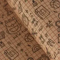 Бумага упаковочная крафт &laquo;Школьная пора&raquo;, коричневый/черный на коричневом фоне 0.7&times;10&plusmn;5%м