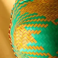 Сумка плетёная пластиковая 20х10х30 см, цв. бирюзовый-жёлтый