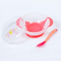 Набор для кормления &laquo;Наша принцесса&raquo;, 3 предмета: миска 350 мл на присоске, крышка, ложка, цвет розовый