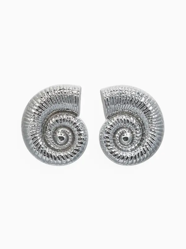 Серьги пластик &laquo;Ракушка&raquo; крупная, цвет серебро