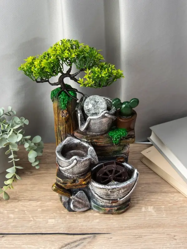 Фонтан "Ведерки под деревом" 32х15х13 см (с подсветкой)