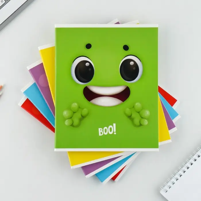 Тетрадь в клетку, 48 л., А5, на скрепке, блок №1, Boo!, МИКС