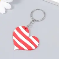 Брелок для ключей на кольце &laquo;Полосатое сердце&raquo;, резина, 4.8&times;4.3 см