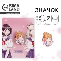 Значок деревянный &laquo;Школьницы&raquo;, аниме, 2,6 х 3,3 см