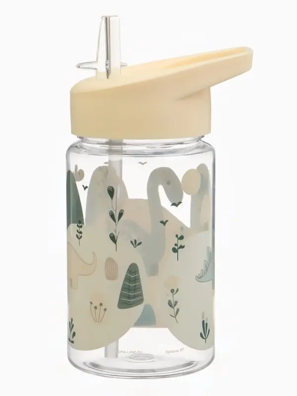 Поильник детский с трубочкой &laquo;Дино&raquo;, 350мл., цвет бежевый Крошка Я